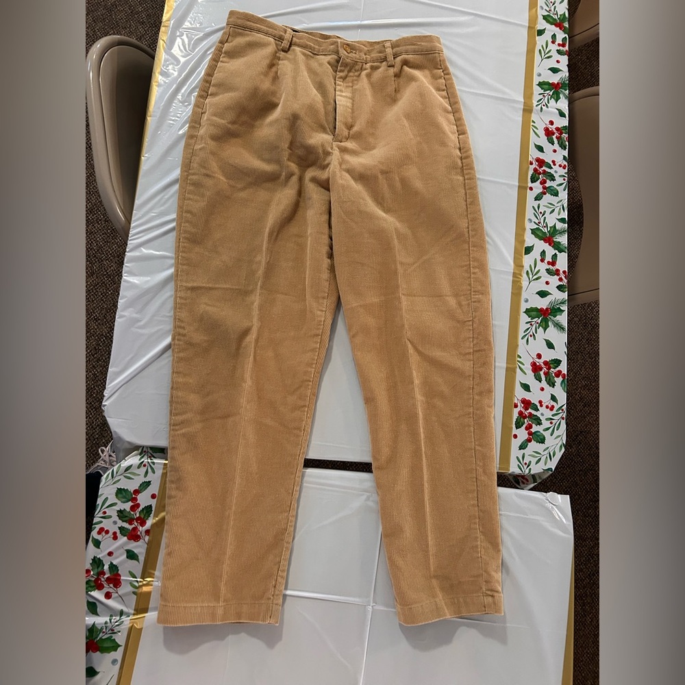 Vintage Lands End corduroy pants Size 12 Petite Tan Women’s 30” Waist 28”